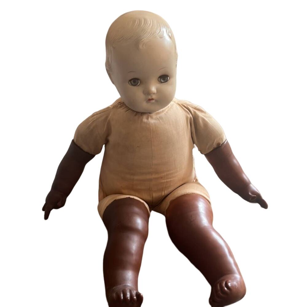CREEEEPY vintage madame Alexander “magic skin” baby doll from 1940s 1950s w eyes